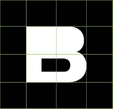 bcombrand white logo over black background