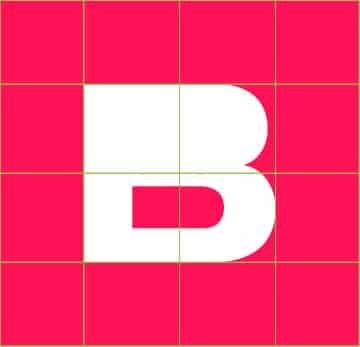 Bcombrand white logo over red background