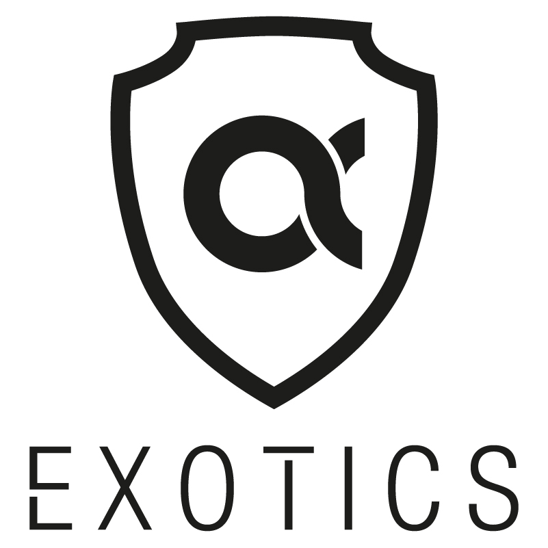 The alpha Exotics Logotype is compossed by the shape of a shield with an Alpha sign inside.